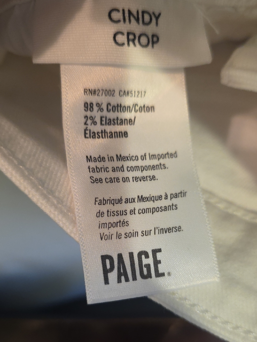 PAIGE White Cindy Crop Crisp White With Destroyed Hem Straight Leg Jeans Size 25 - Picture 10 of 11
